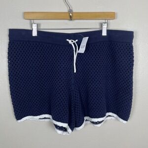 Gap Women's XL Crochet Knit Shorts Navy Blue White Scalloped Trim New